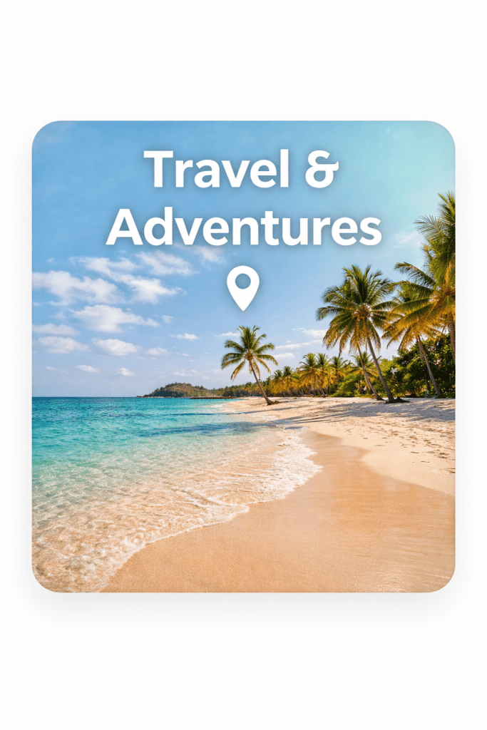 Beach travel adventure with ocean views and palm trees
